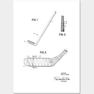 Hockey Stick Vintage Patent Hand Drawing Posters and Art